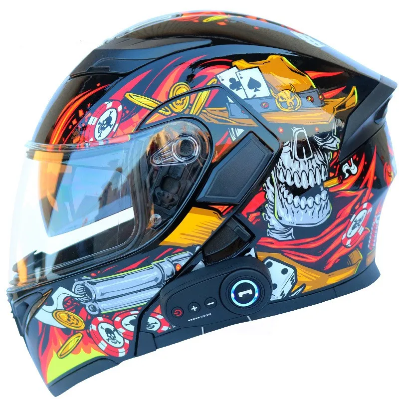 Customized Electric Motorcycle Helmet Double Lens Revealed Full Helmet Motorcycle Helmet With Radio