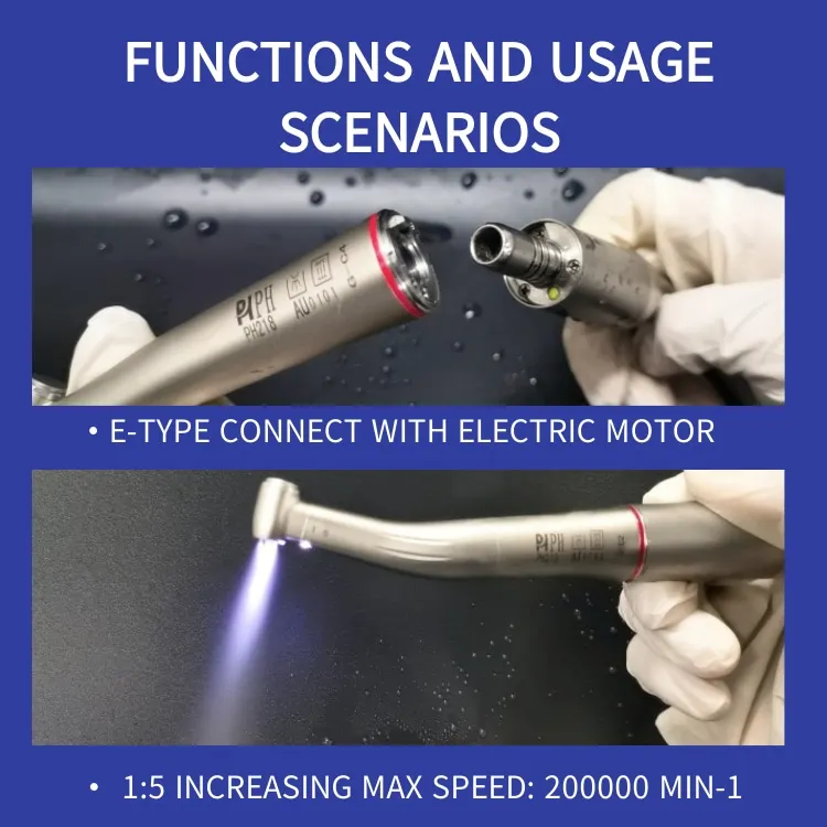 Dental Micromotor HandPiece X95 Max Low Speed 1:5 Increasing Red Ring Contra Angle Fiber Optic Tools with Turbine Power Source