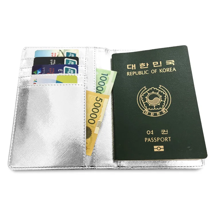 Laser Passport Holder Glitter Shiny Passport Case with 3 Colors PU Leather Passport Holder