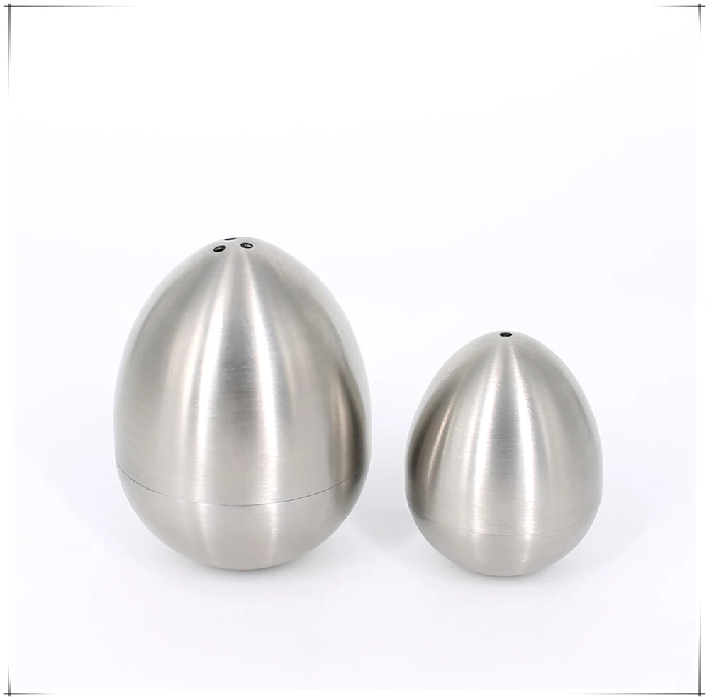 Egg Shape 304 Stainless Steel salt and pepper shaker in tumbler design