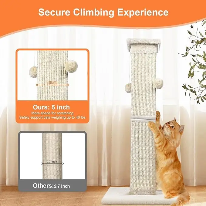 Hot Selling Factory Wholesale 33-inch Cat Scratching Post  Natural Sisal Fibers Sturdy Base, Easy Assembly Durable Design