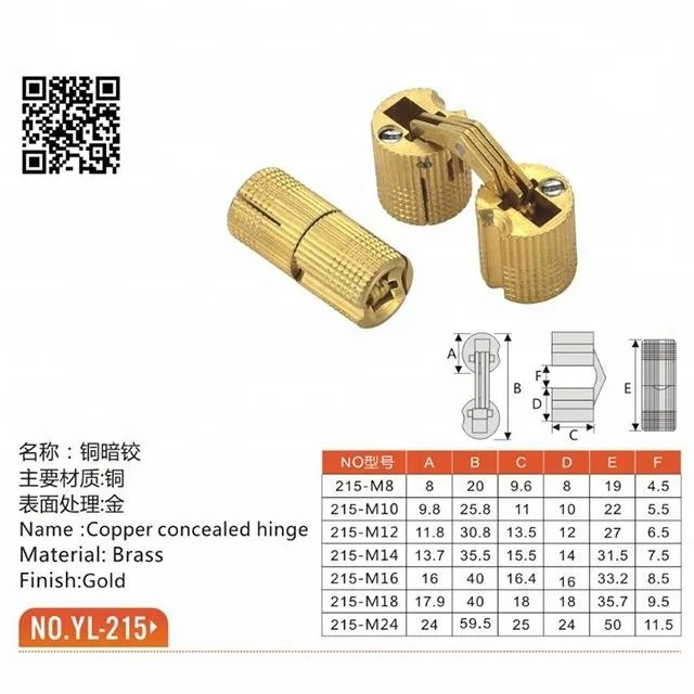 Concealed brass barrel hinge