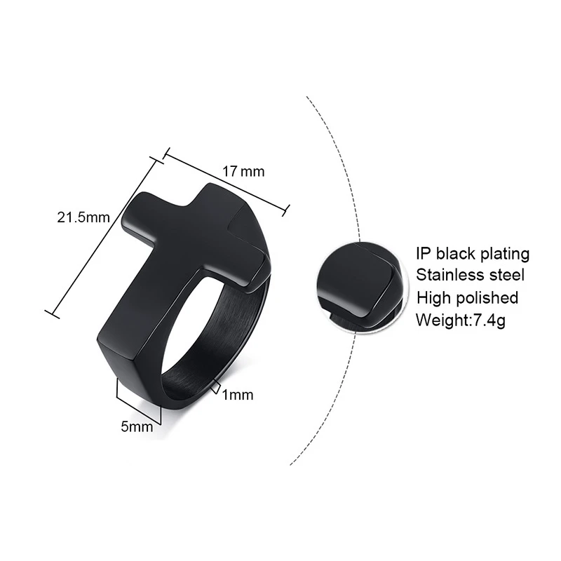 Hot Selling Stainless Steel Cross Jewelry Latest Design Gold Plated Jesus Cross Rings For Men Women