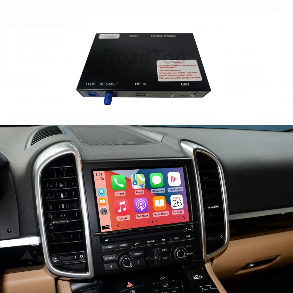 RoadTop Wireless Android Auto Mirror Link CarPlay for Porsche Boxster 718 Macan Cayman Cayenne 911/918 PCM3.0 3.1 2008-2015