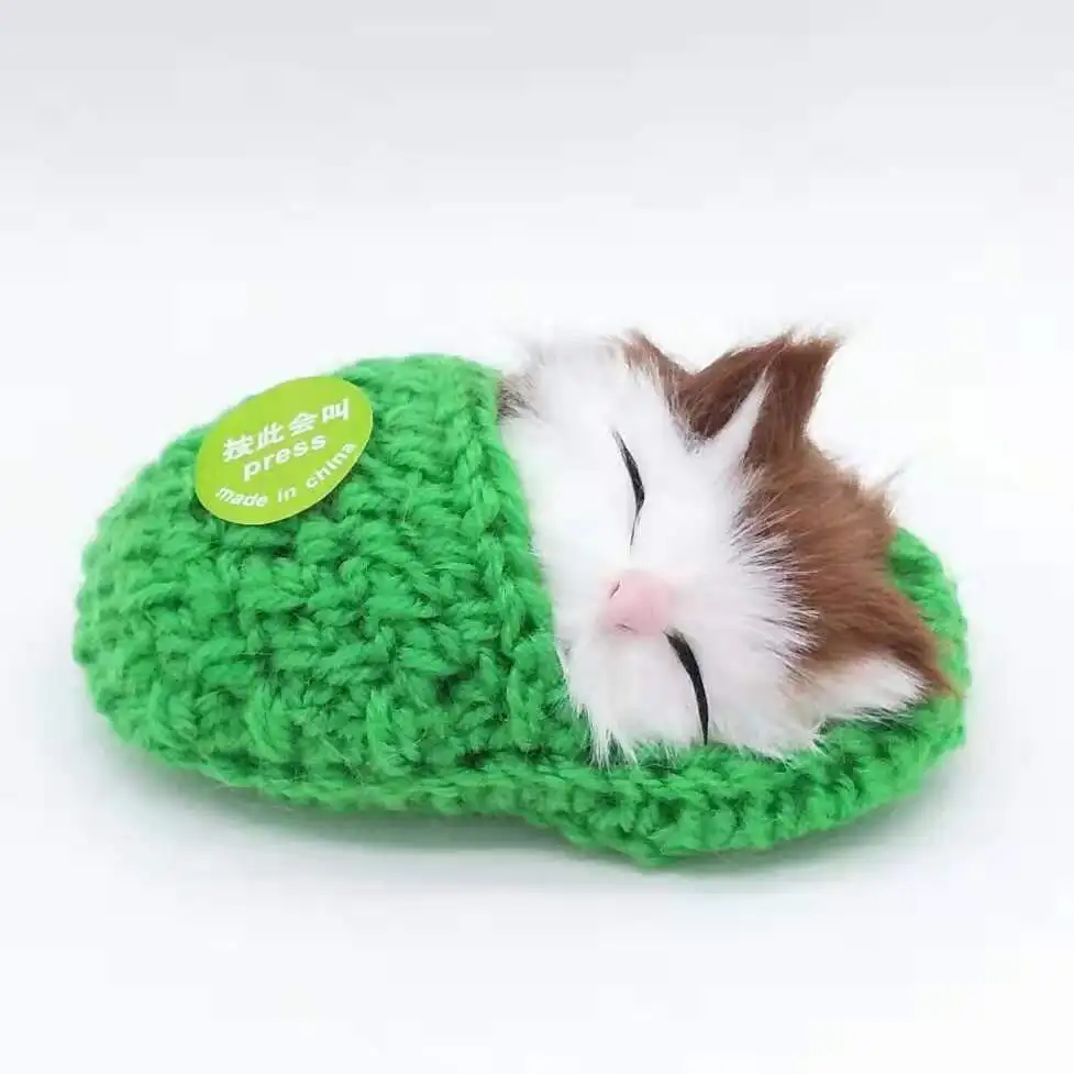 Mini Cute Simulation Sleeping Cats In Slipper Vocal Kittens Toys For Kids Birthday Gifts