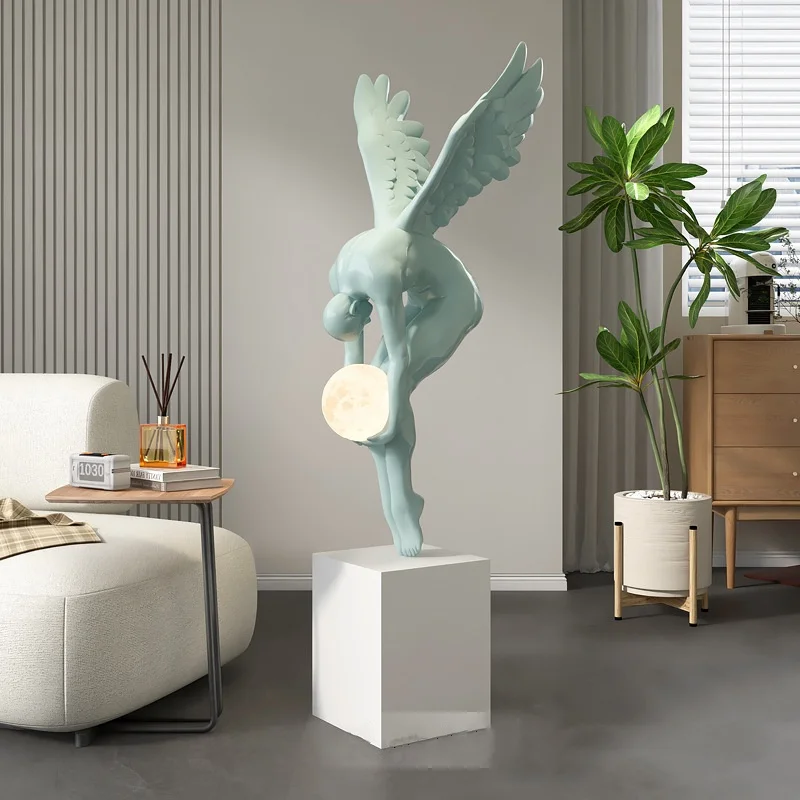 Modern Light Luxury Art Figures Floor Lamp Ornaments Living Room Porch Abstract Arts And Crafts Hotel Lobby Angel Sculpture