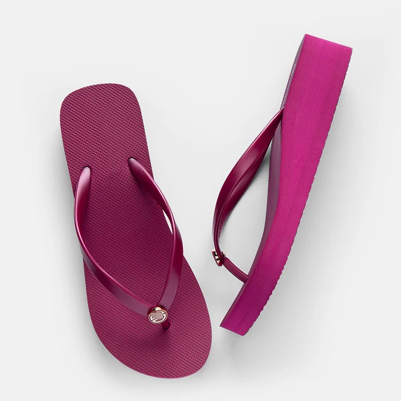 Wholesale Custom wedge heel EVA/RUBBER OEM women sandals flip-flops slippers  wedding white flipflops gold flip flop slipper