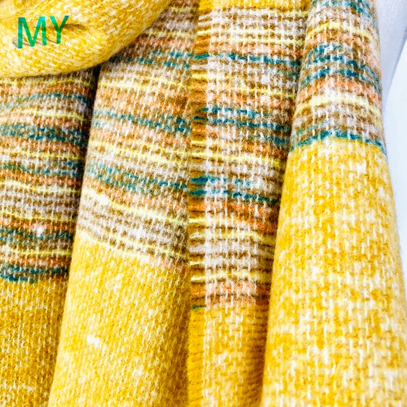 Factory Direct Cheap Women Winter Tartan Plaid Blanket Acrylic Scarf