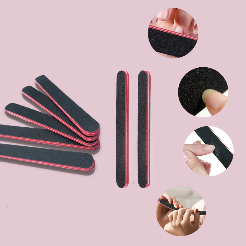 Double Sided Mini Black EVA Nail Sandpaper Board Beauty Block File for Acrylic Nail Polish Sponge Emery Material for Salon Use