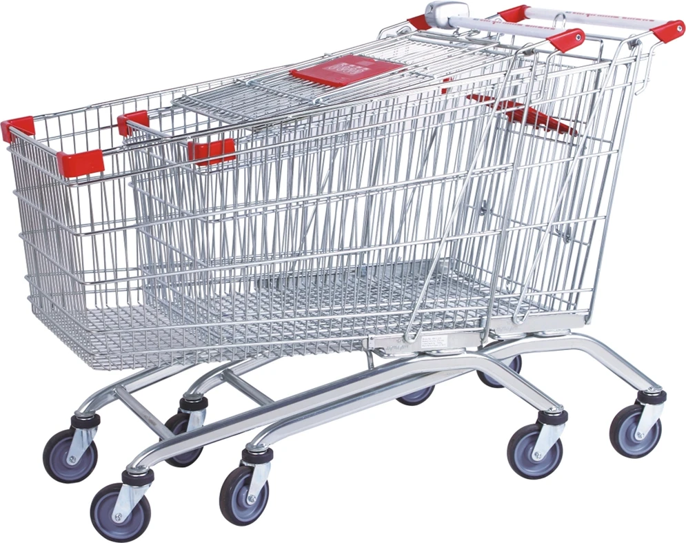 durable hand push with wheels supermarket metal wire shopping trolley
