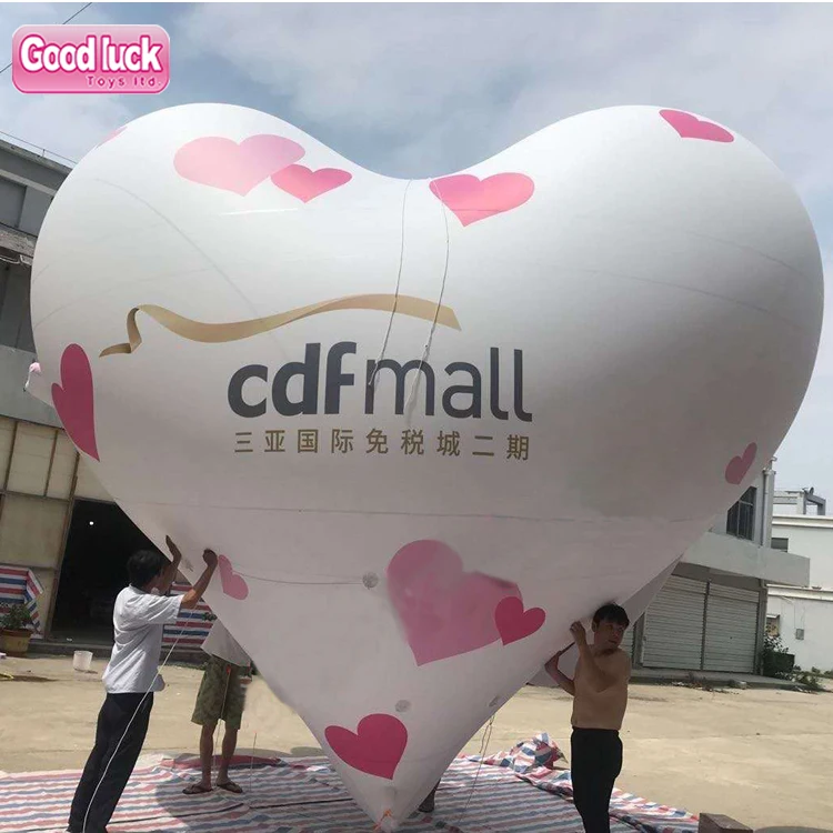 Customized Red Heart Shape Inflatable Advertising Helium Balloon Giant Oxford Material with Air Blower & Digital Printing