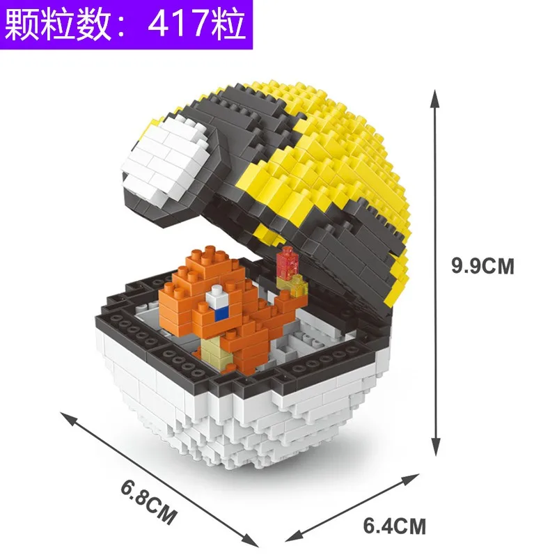 Hot Sale Pokemoner Building Blocks Cartoon Anime Character Model Creative Ball Abs 3d Blocks Game Toys For Kids