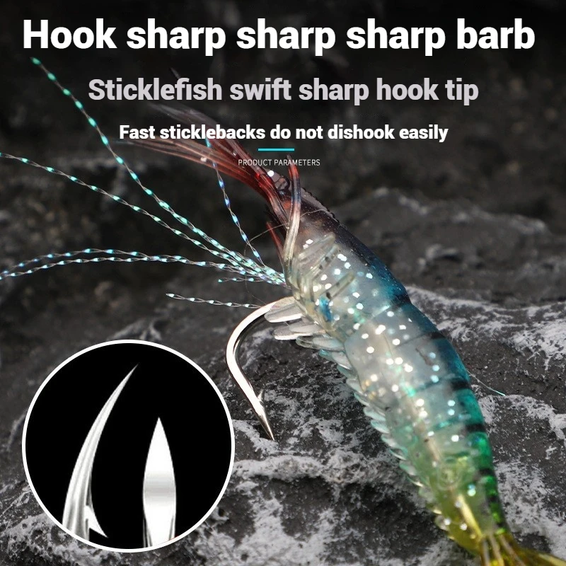 New Products Sell Well Simulated Soft Shrimp with Hook and Linker Night Glow Bait Fishing Gear Manufacturers Produce Wholesale