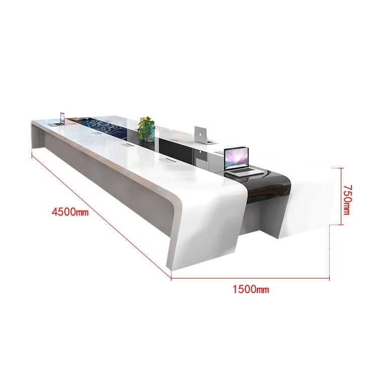 OEM Luxury  Office Furniture  High Glossy White conference tables and chairs
