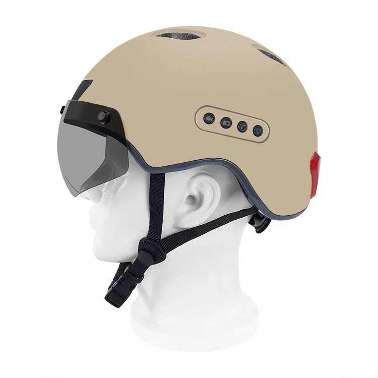 Adult Bike Helmet with Auto Sensor Rear LED Lights Turn Signals Cycling Camera Smart Helmet for Urban Traffic