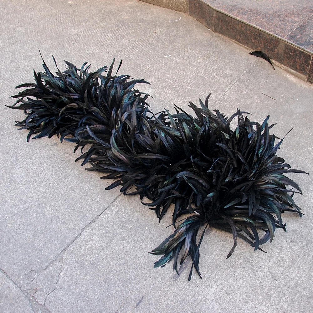 cheap sale bleached dyed colorful Rooster tail feather boa for party dance performances decoration