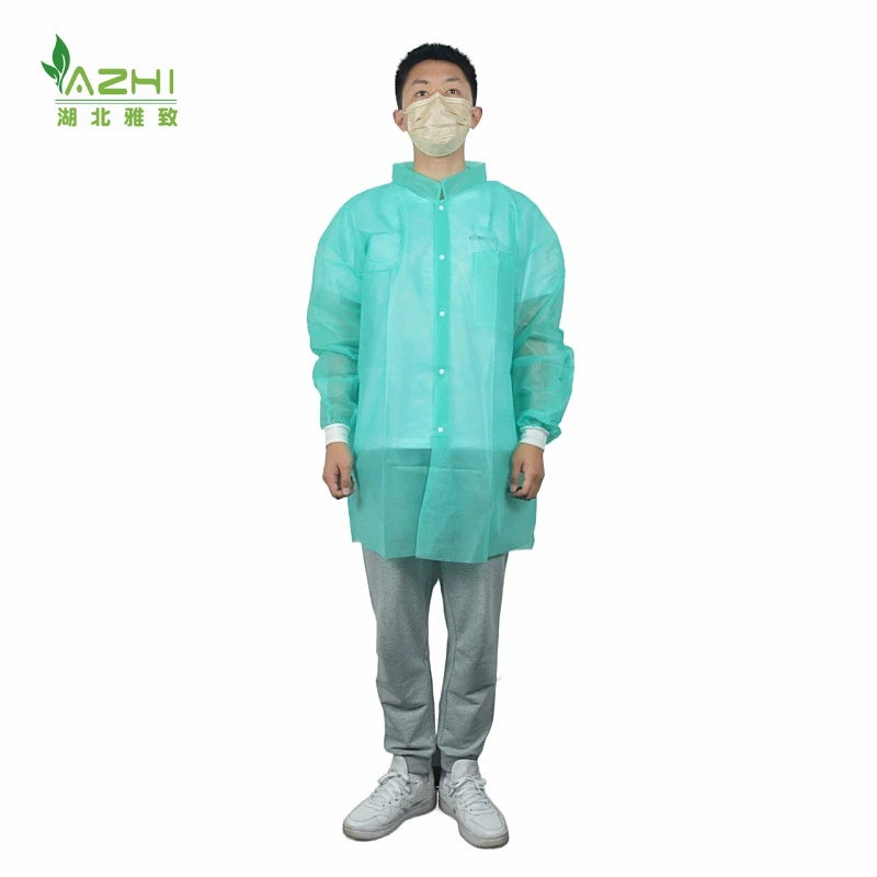 Food factory use lab coats protective suit with collar blue/yellow/white/black colour  hubeiyazhi Non-woven product
