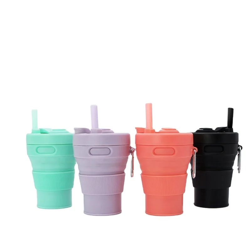 
450ml collapsible silicone travel promotional Custom mug coffee 