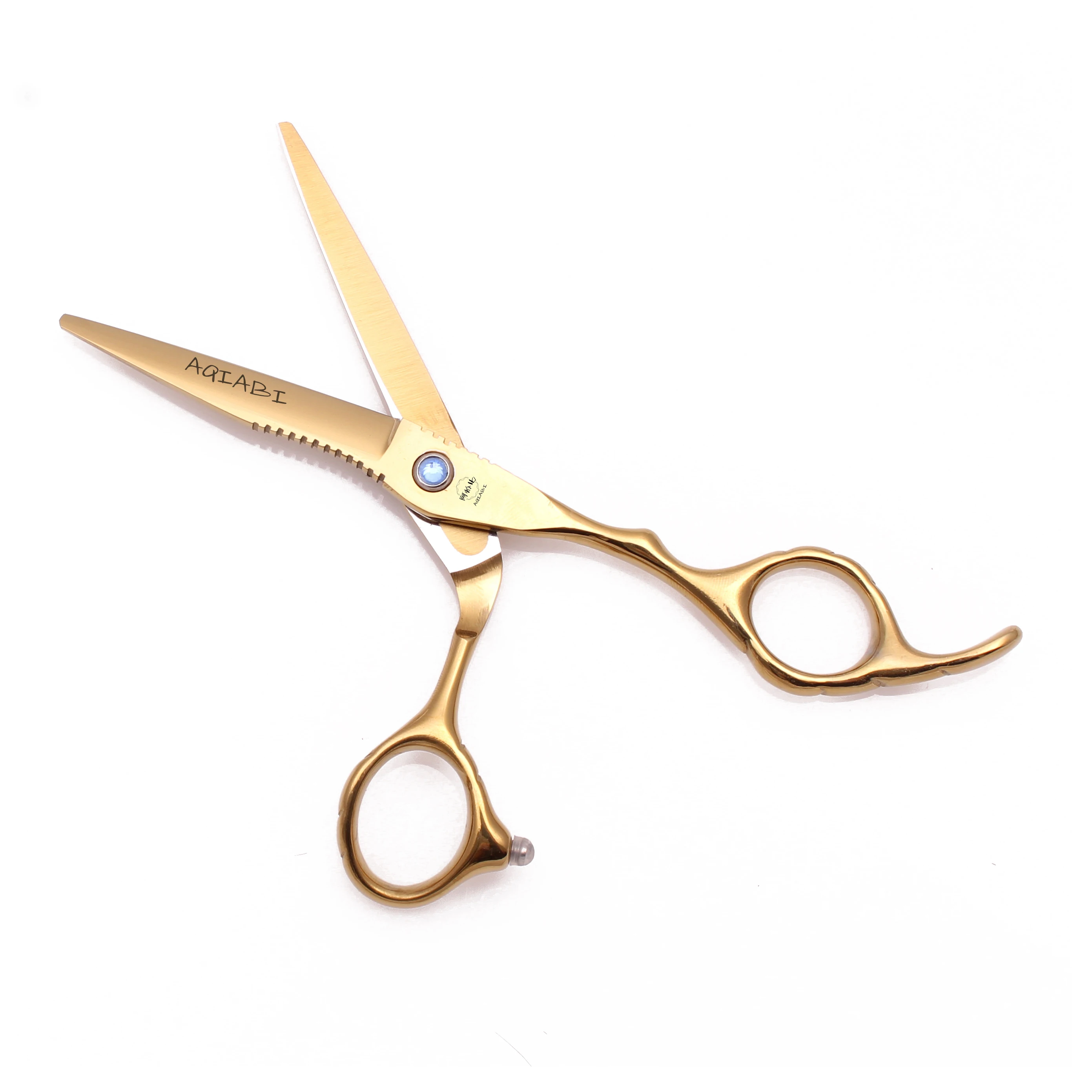 Ножницы AQIABI 440C золотые для стрижки волос, 5,5 дюйма, 6 дюймов, филировочные ножницы, парикмахерские ножницы A1011