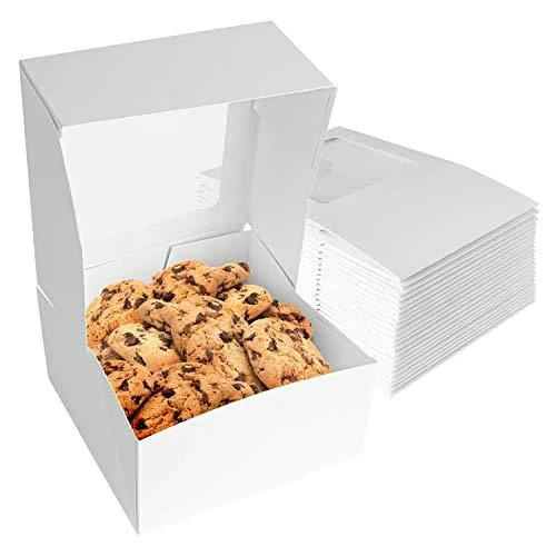 Food Grade Cupcake Paper Plastic Window Bakery Packaging Box, Durable Cupcake Paper Boxes Cakes