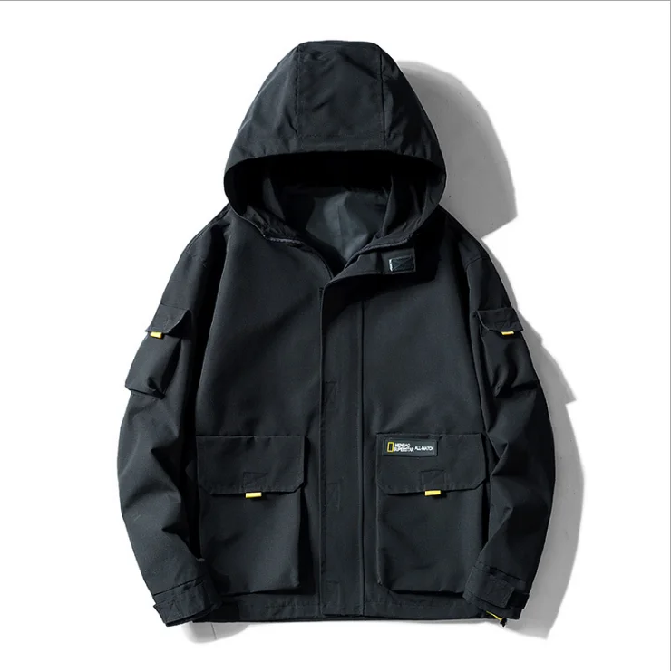 Men Fashion Stand Collar Oversized Boy Clothing Thin Black Mens Hooded Bomber Jackets Coat