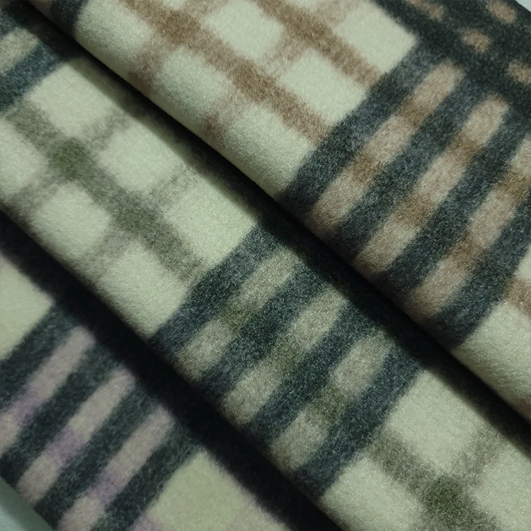 Quality Assurance Heavy Tr Jacquard Anti Pill Check Fleece Rayon 100% Poly  Fabric Soft