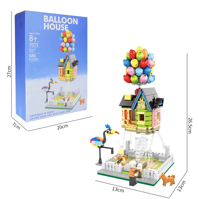 686pcs Up Balloon Flying House Building Block Model Set Creative Suspended Anti-Gravity Toy Balloon House Building Kit