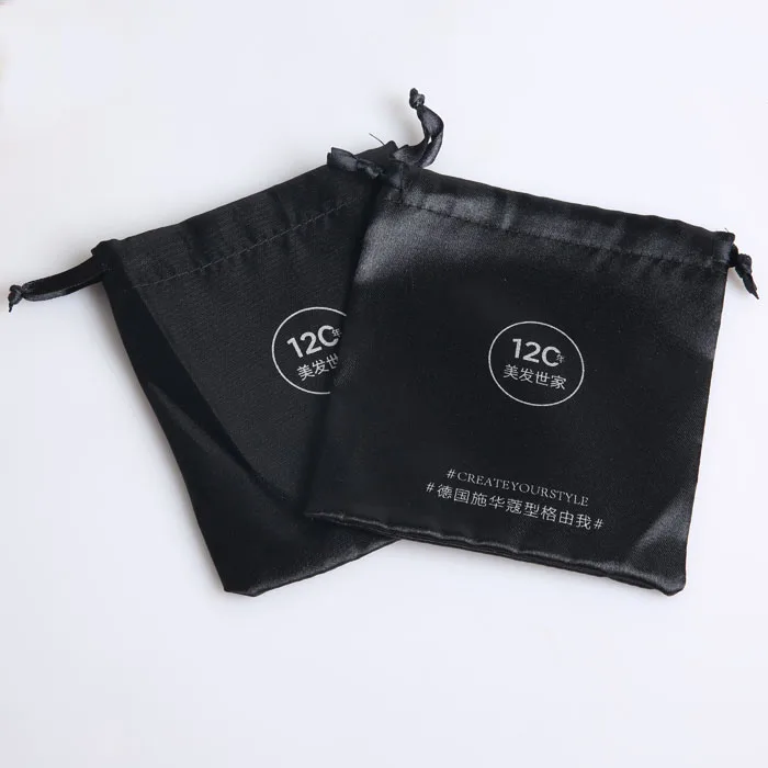 High quality custom logo pink gold wholesale candy jewelry satin drawstring pouch heat transfer printing jewelry pouch