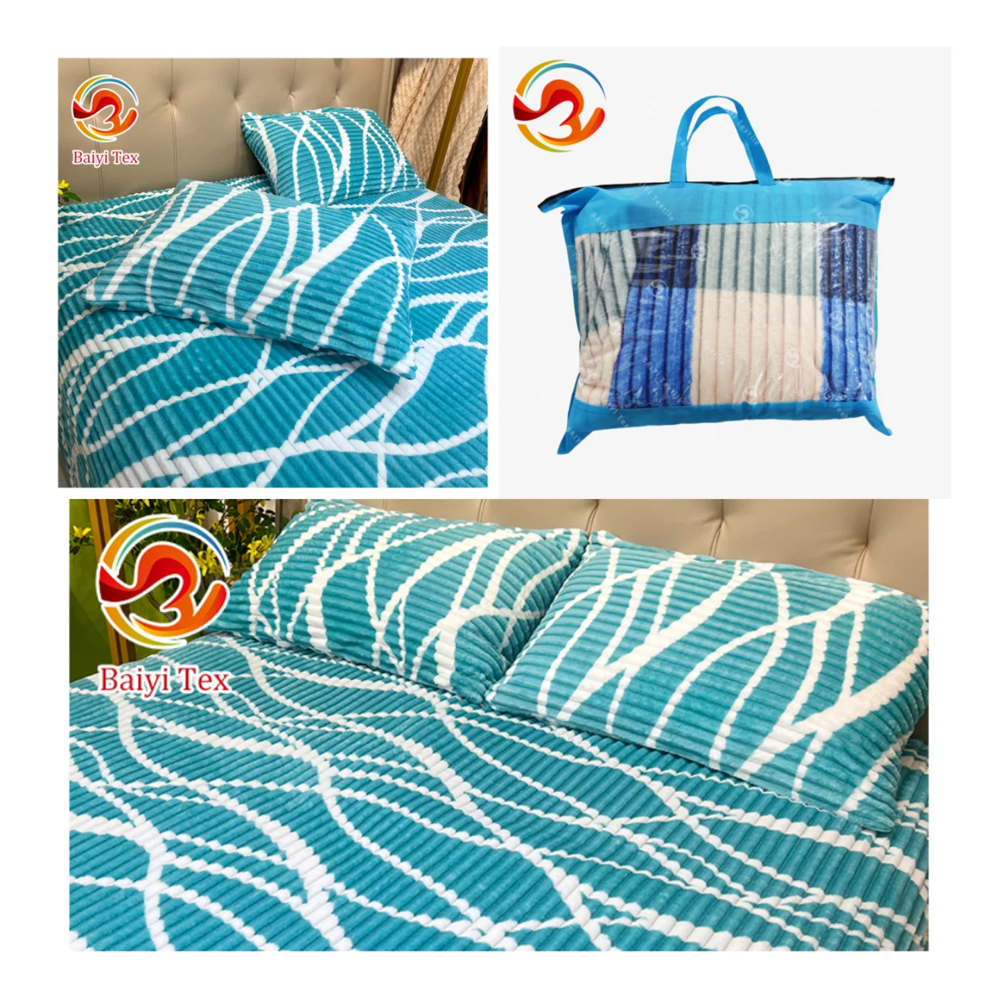 Baiyi factory lightweight super soft polyester flannel baby blanket bedding bed sheet bed set fleece blanket blankets for winter