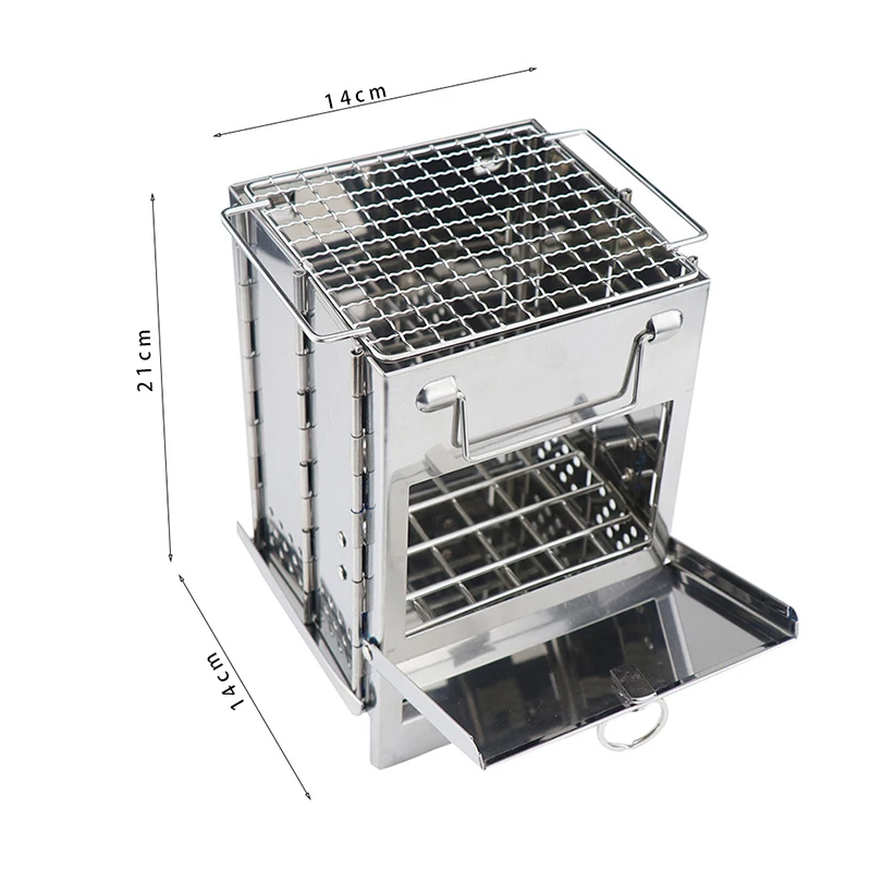 Outdoor Camping stainless steel barbecue grill Wood Burning Portable Fire Pit Log Stove Fireplace for BBQ