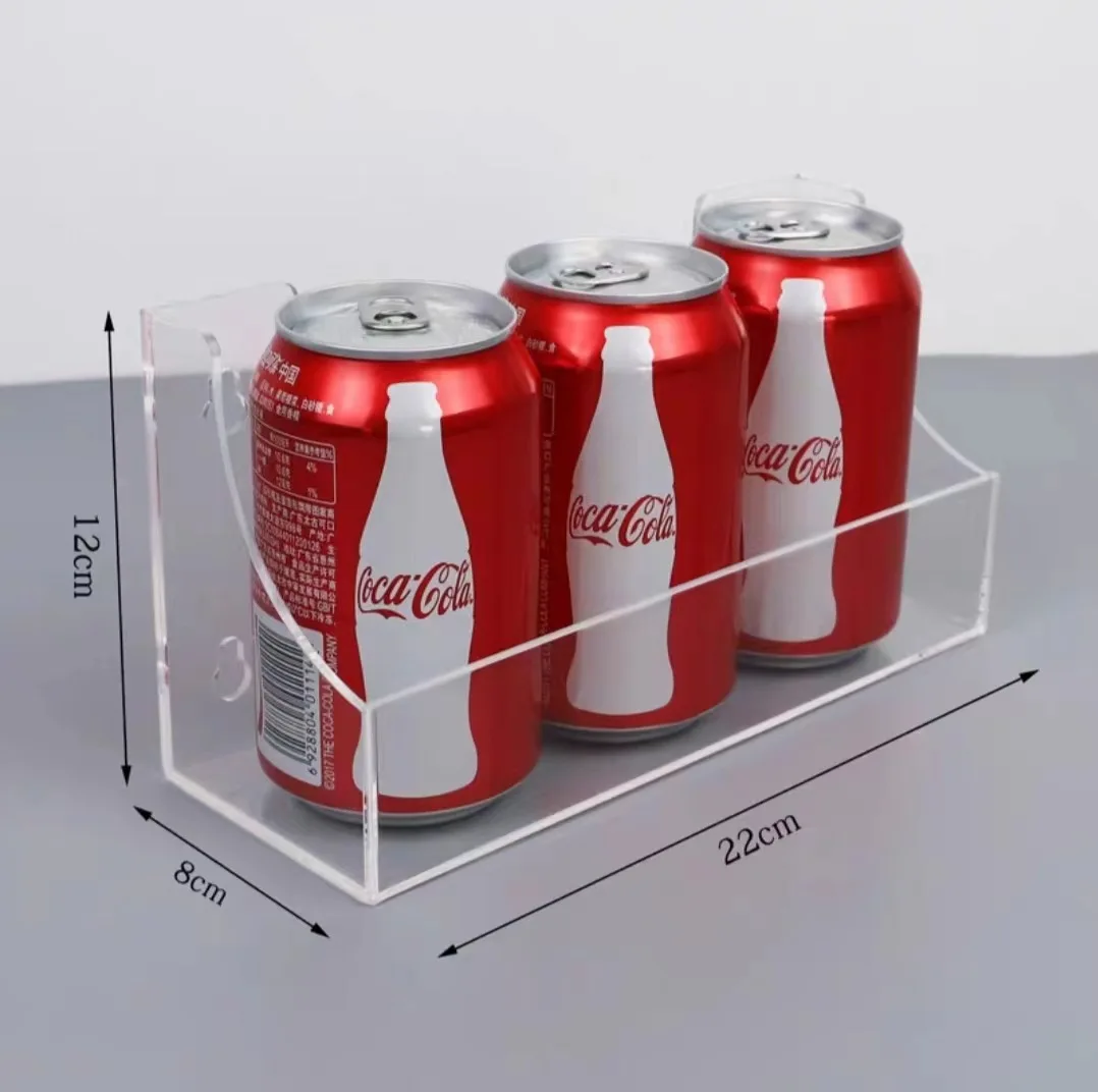 Custom Size Clear Movable Beverage Rack postcard shelf Acrylic Drinks display shelf Refrigerator Cooler Door Suction Cup holder