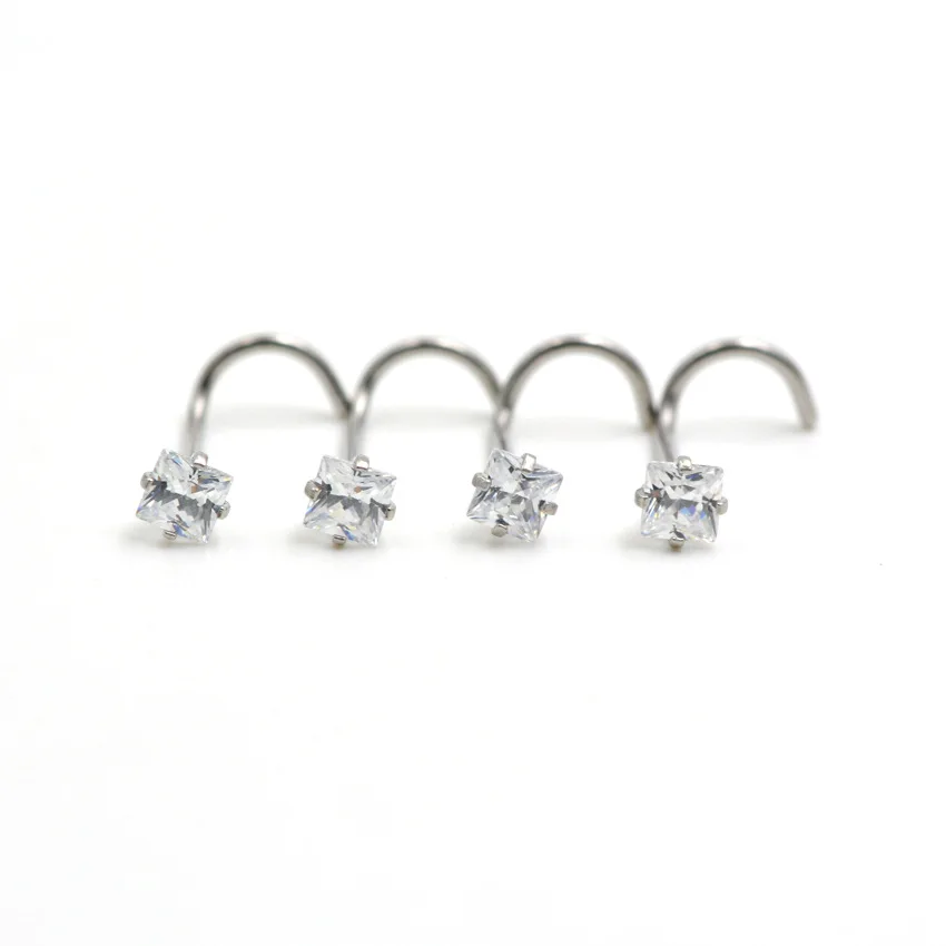 
Manufacturers wholesale grade 3mm square zircon nose nail body piercing stainless steel nose piercing jewelry 