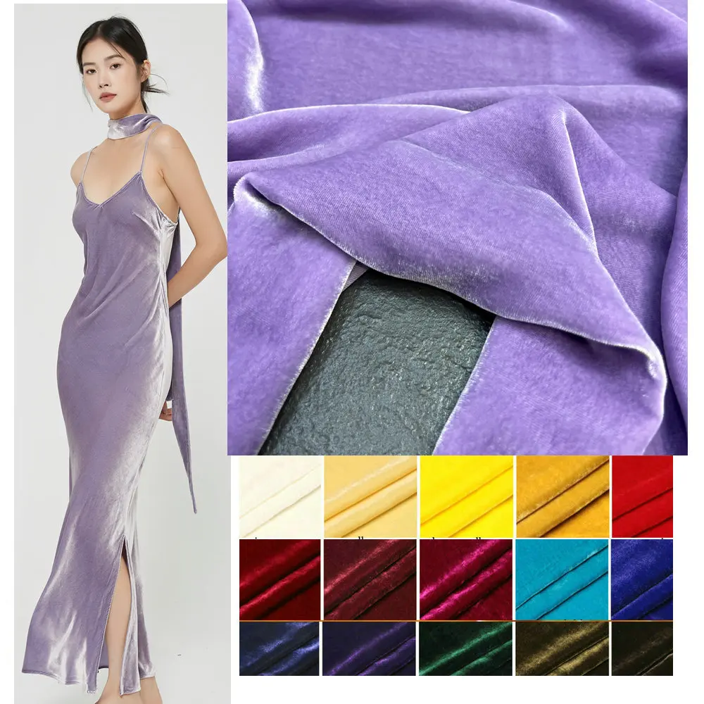 Woven Plain Dyed Wholesale Mulberry Pure Silk Velvet Fabric clothes