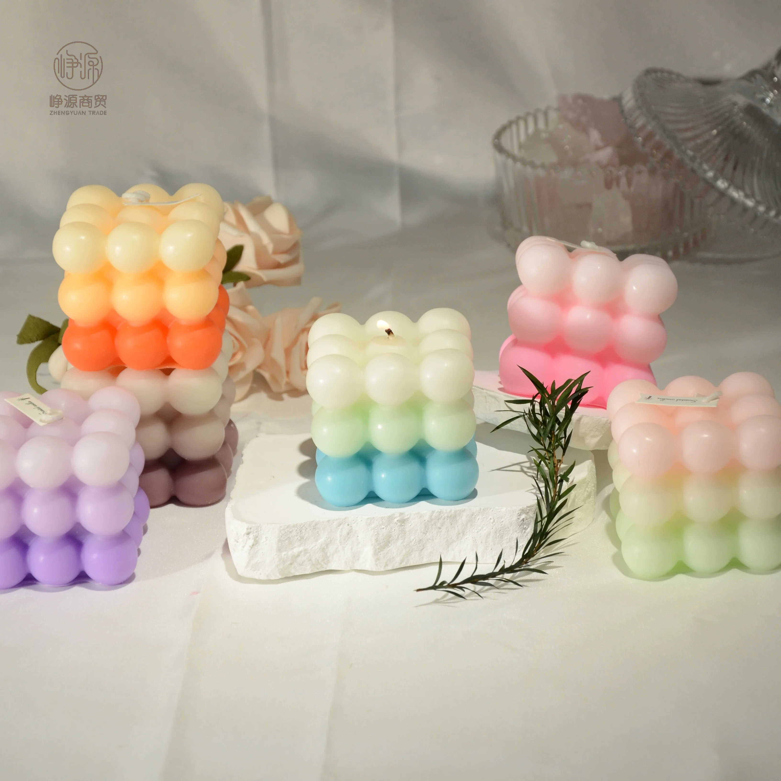 Ins Style 160g Natural Paraffin Wax Fragrance Candle Scented Cube Bubble Candle