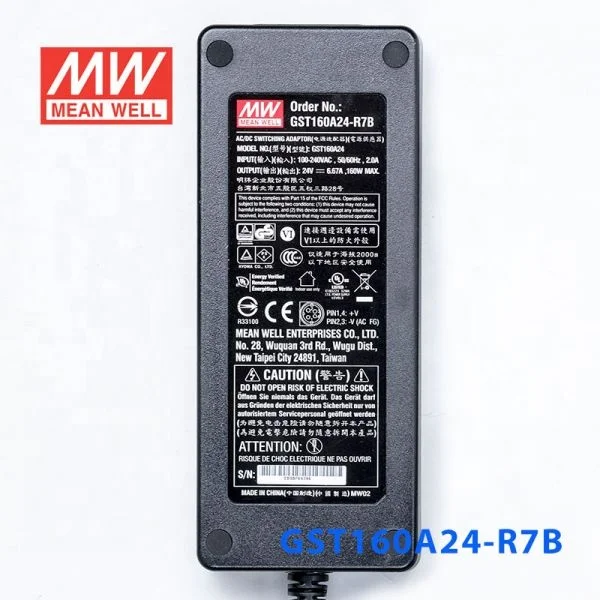 GST160A24-R7B адаптера переменного тока 160W 24V/6.67A AC-DC Class l Уровень Vl бренд MEAN WELL представляет импульсного источника
