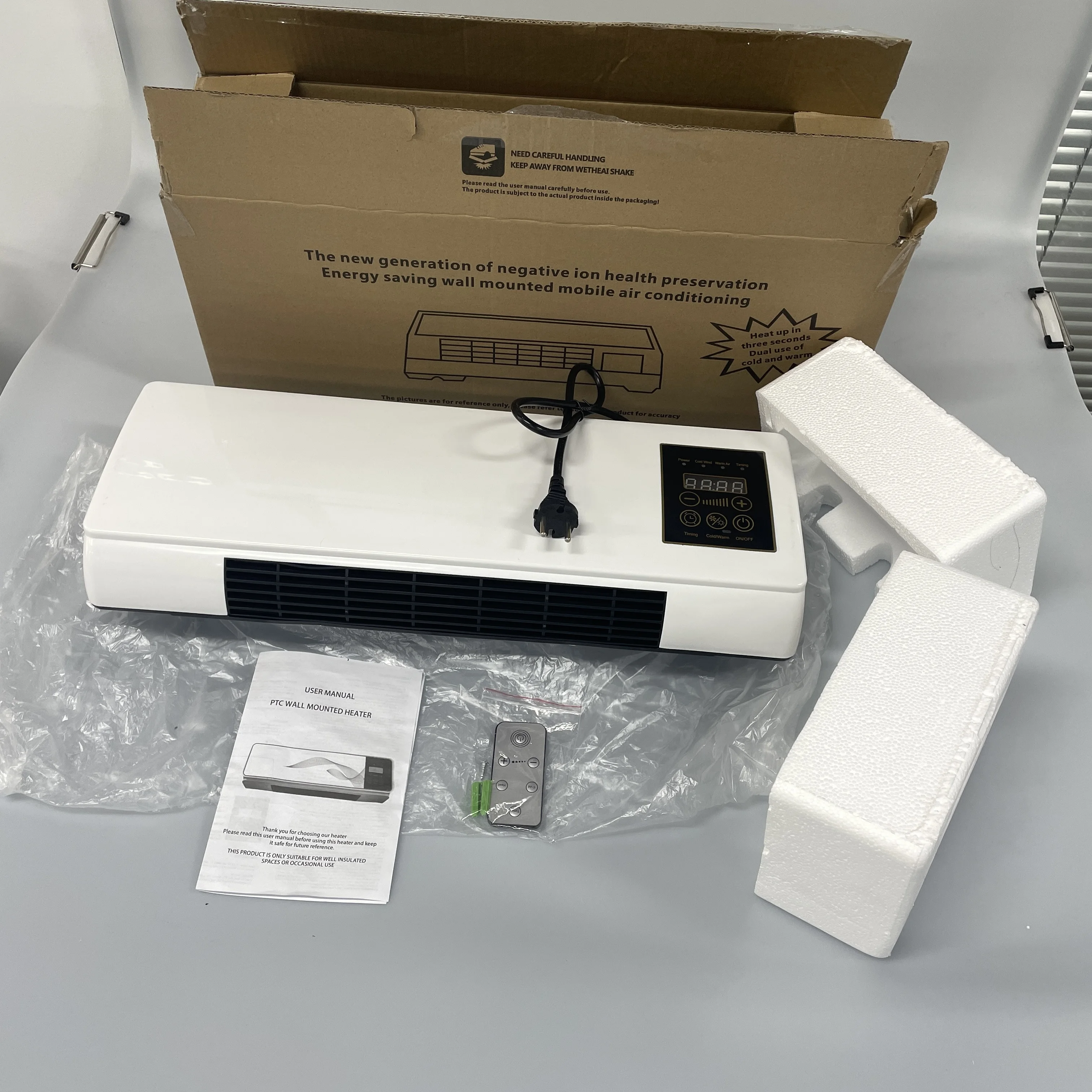 2024 Wall Mounted Heater Air Conditioner Electric Space Heater Dual Use Wide Angles Mobile Small Air Conditioner Remote Control