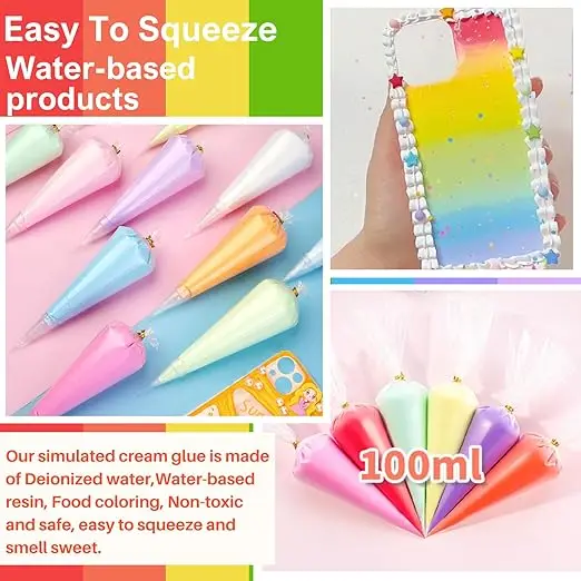 WholesaleDeco Cream Kit Fake Whipped Cream Glue Clay DIY Making Art Handmade Craft Kit Cream Glue for Handmade