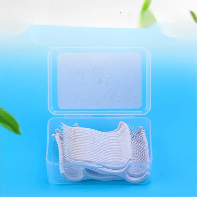 Wholesale disposable wheat straw polymer fine floss 50 pieces flossers toothpick dental floss pick oral hygiene clean