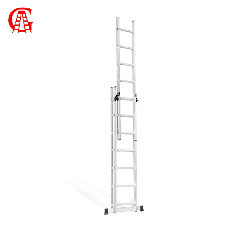 3 sections Aluminum Combination Extension Ladders  Home Climbing Roof Tool Lightweight Domestic Ladder