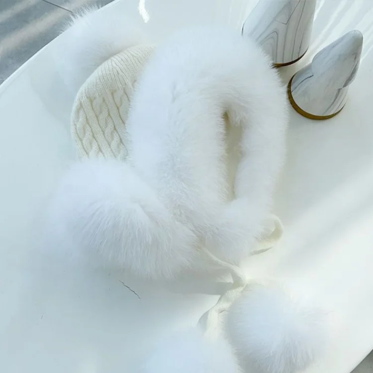 Korea Cute Plush Cap Popular Warm Winter Thickened Ear Protection Wool Knitted Hat Kawaii Cap For Girls women