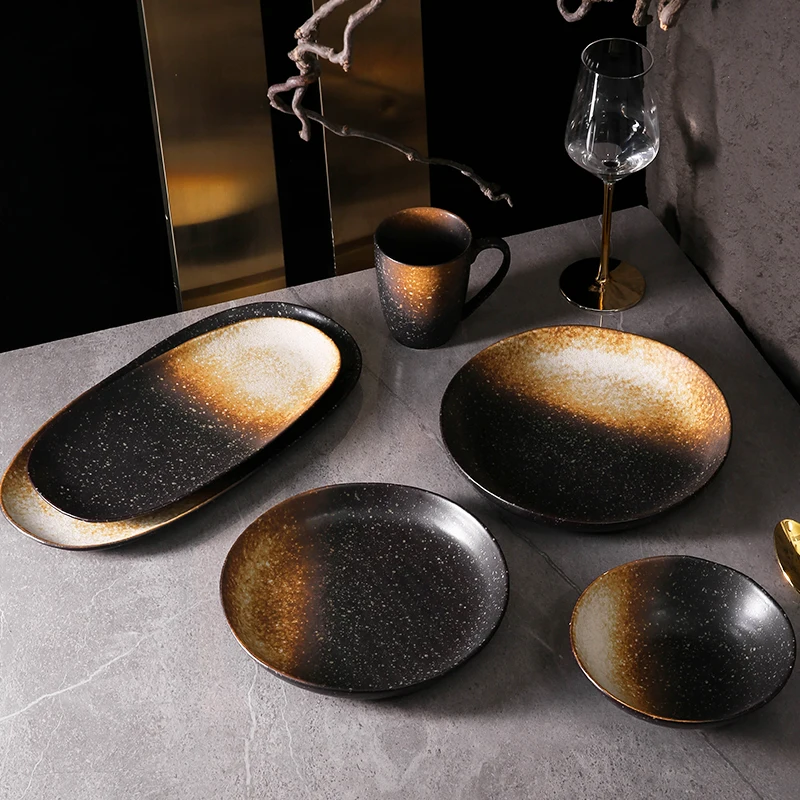 WEIYE China Ceramic Galaxy Premium Quality Crockery Porcelain Dinner Sets Reactive Glaze Stoneware Dinnerware Set