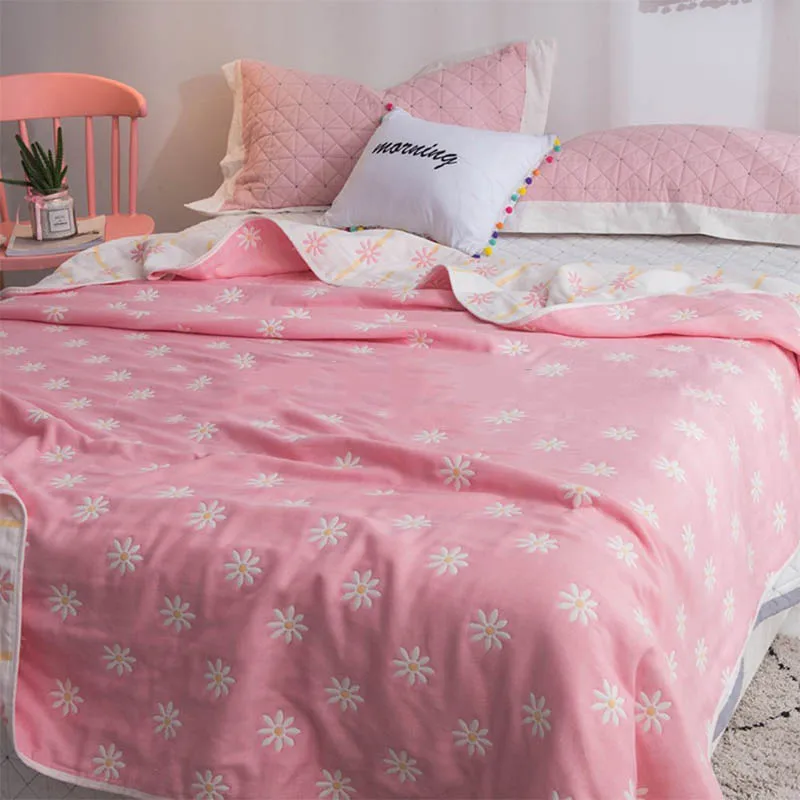 Custom design 6 layer twin full queen king size adult muslin blanket for winter