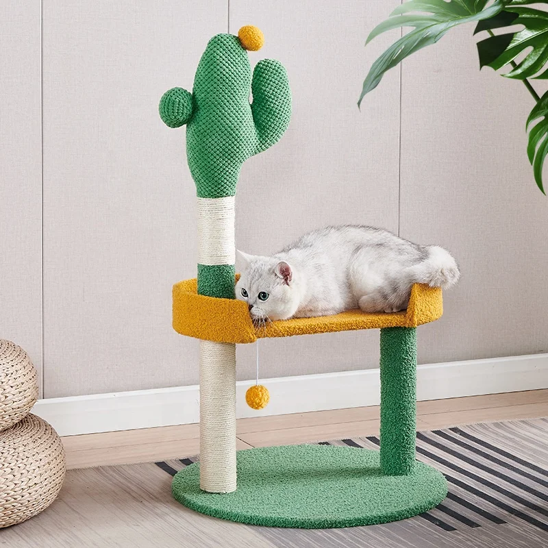 Modern luxury large climbing tree flower cactus cat trower with scratching post for many cats to play wooden cat tree tower