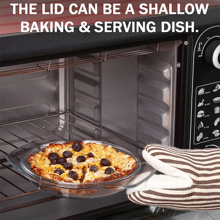 Microwave Oven Safety Round Oval Borosilicate Glass Baking Dishes with Glass Bowl Lid 1.4L 2.1L 3L