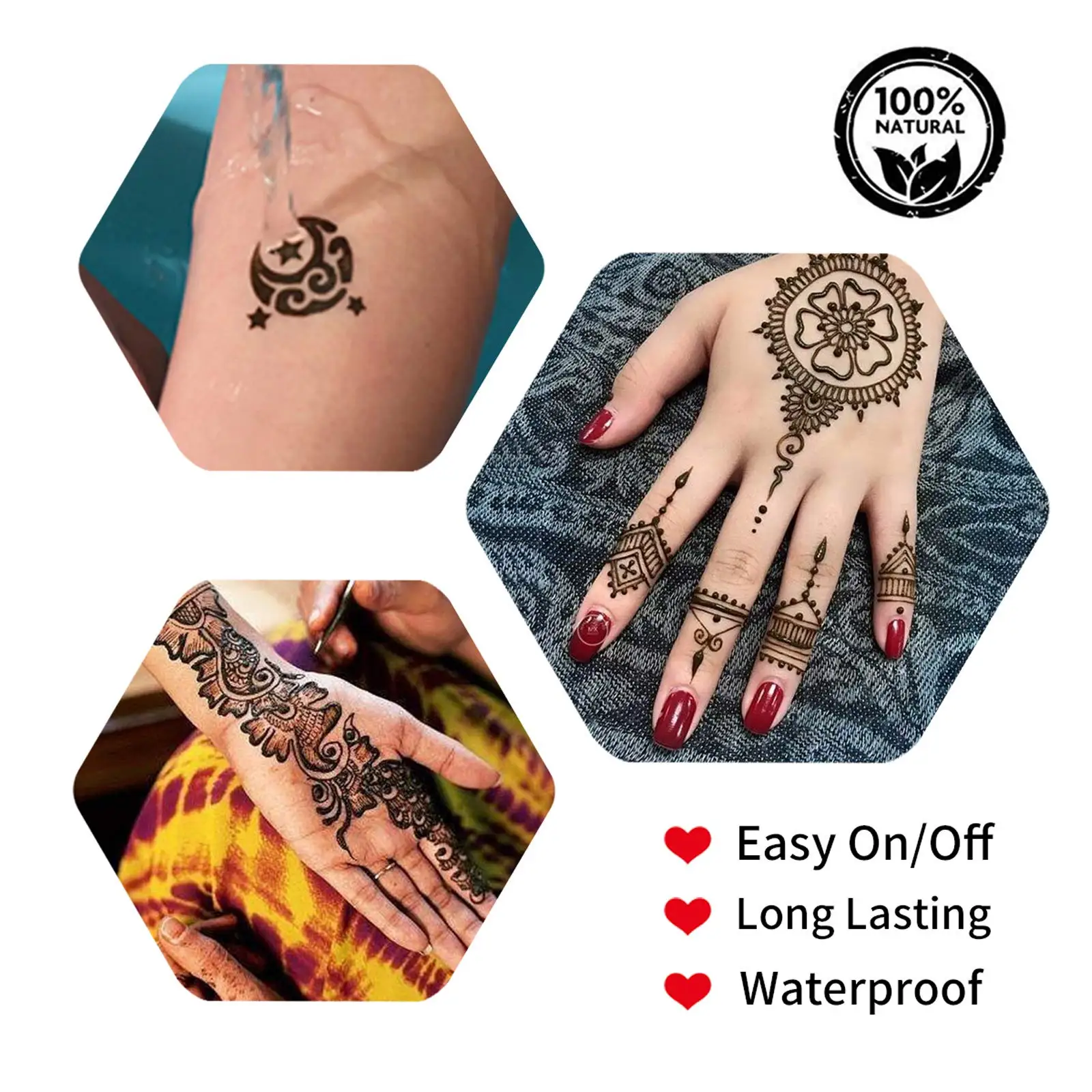 Henna Black Red Tatoo Ink Tattoo Temporary Tattoo Stencil Ink Waterproof  Hand-Painted Tattoo Cream 6 Colors