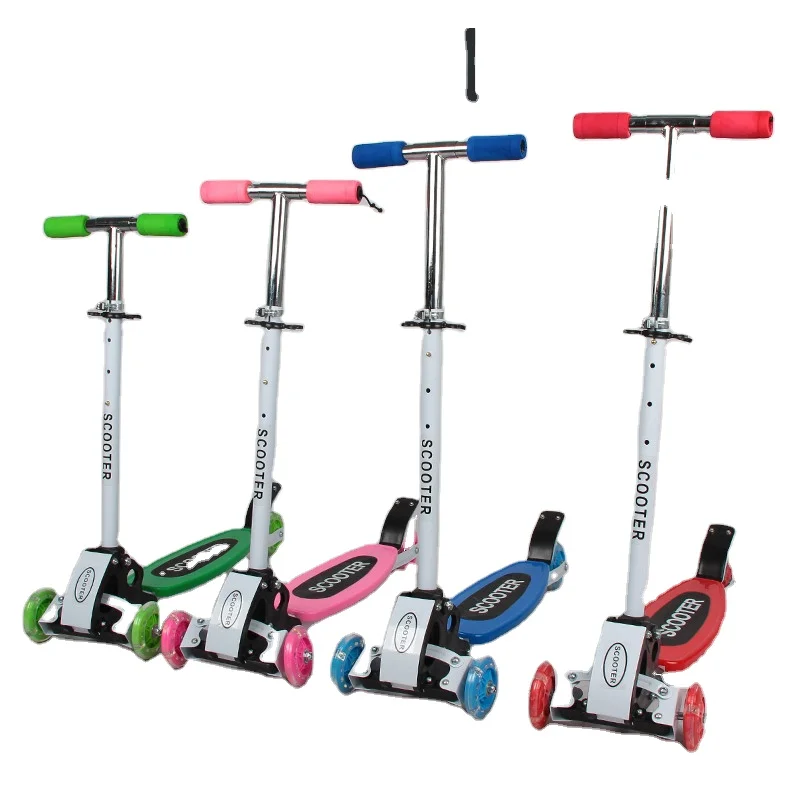Wholesale Foldable Adjustable Height Kids Kick Scooter Kids Kick Foldable Scooter With 3 Flashing Wheels