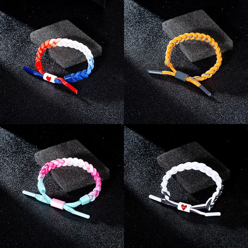 
Trendy Men Charm Wristband Braided Shoelace Rope Bracelet couple fashion jewelry Adjustable 