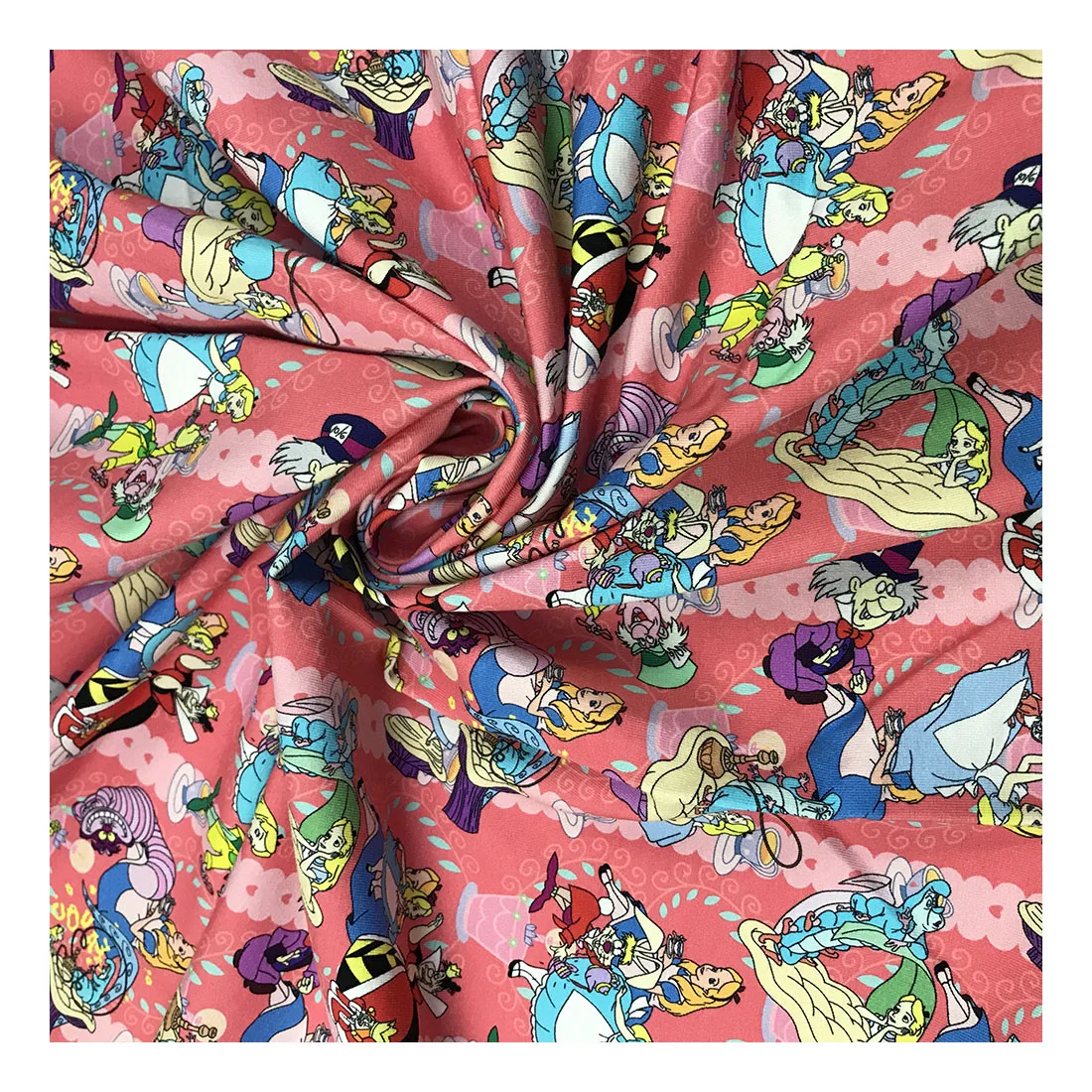 The factory outlet famous alice princess cartoon custom digital printing 95 cotton 5 spandex fabric for garment