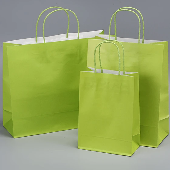 Wholesale cheap boutique reusable kraft paper bag with handle