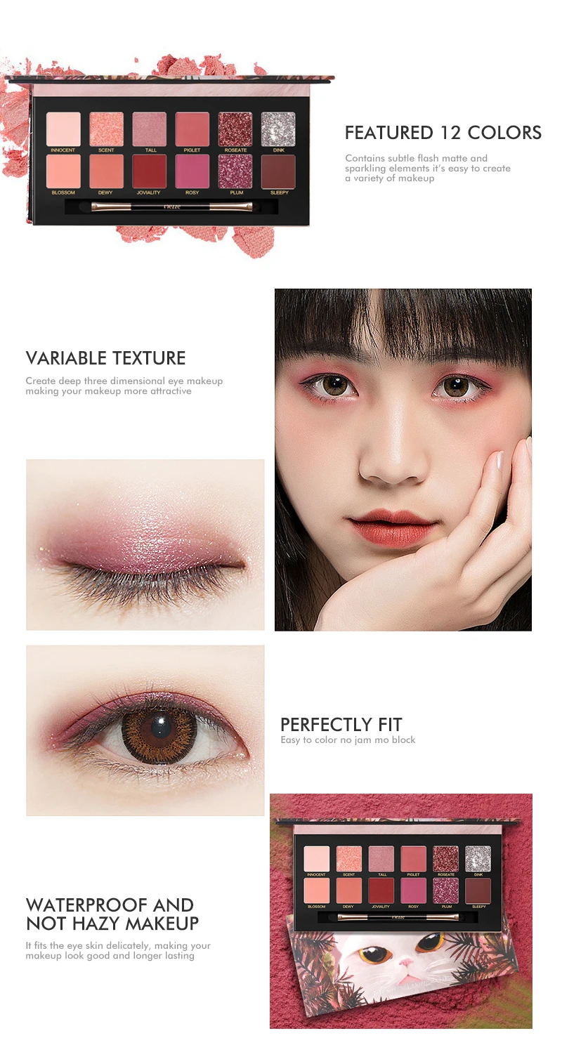 New Private Label 12 Colors Eye Shadow Professional Cardboard Makeup  Custom Color Shimmer Matte Pearl Palette Eyeshadow